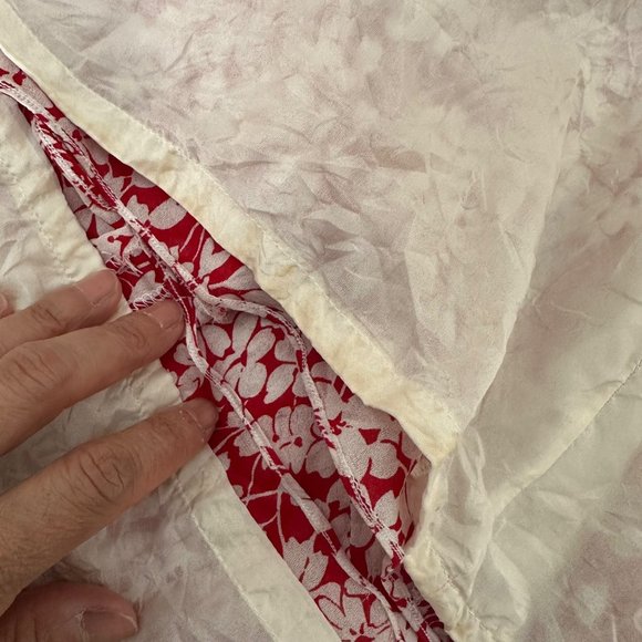 Burberry A Line Short Silk Dress Lace Flutter Sleeve Red White Floral Print Sz 6 - Picture 16 of 16